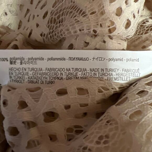 Zara Cream White Eyelet Lace Sleeveless Crew Neck Sheer Cover Up Crop Tank Top S - Picture 5 of 5